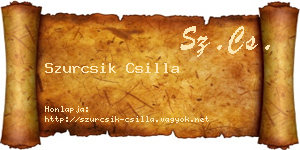 Szurcsik Csilla névjegykártya